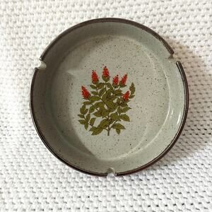 Takahashi San Francisco Japan Red Wildflower Painted Speckled Ashtray Vintage